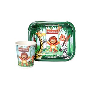 پیش دستی و لیوان تم تولد حیوانات جنگل