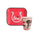 پیش دستی و لیوان تم قلب Love