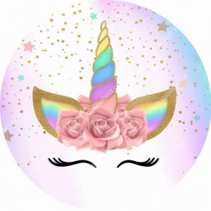 بنر گرد تم تولد اسب تک شاخ