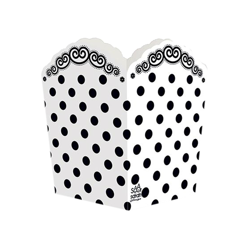 پاپ کورن تم تولد سفید خال مشکی کد BT1029 3 پاپ کورن تم تولد سفید خال مشکی