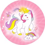 بنر گرد تم تولد اسب تک شاخ