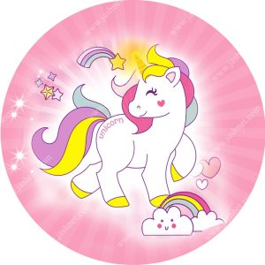 بنر گرد تم تولد اسب تک شاخ