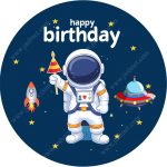 بنر گرد تم تولد فضانورد