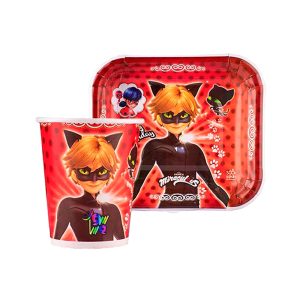 پیش دستی و لیوان تم تولد پسر گربه ای