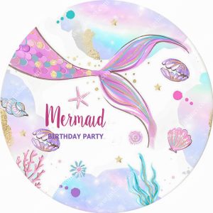 بنر گرد تم تولد پری دریایی