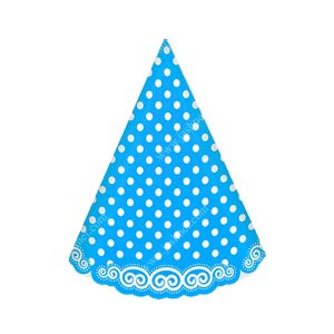 کلاه تم تولد آبی خال سفید