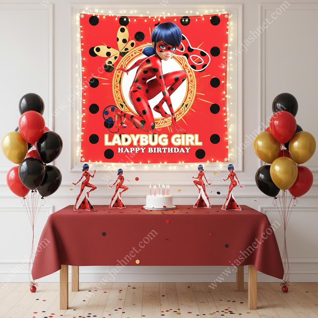 بنر تم دختر کفشدوزک کد BT1077 4 بنر تم تولد دختر کفشدوزک