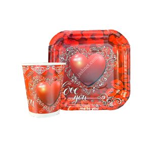 پیش دستی و لیوان تم ولنتاین