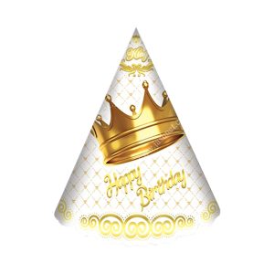 کلاه تم تولد تاج طلایی سفید