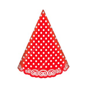 کلاه تم تولد قرمز خال سفید