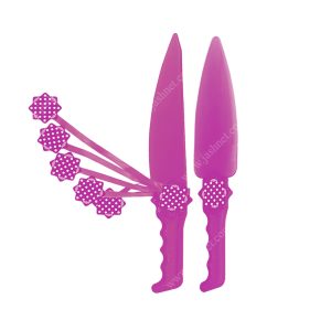 کارد و کفگیر تم تولد بنفش خال سفید