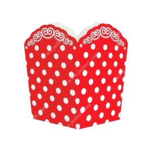 پاپ کورن تم تولد قرمز خال سفید