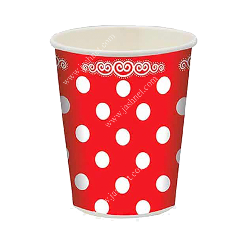 پیش دستی و لیوان تم تولد قرمز خال سفید کد BT1126 5 لیوان طرح مینی موس